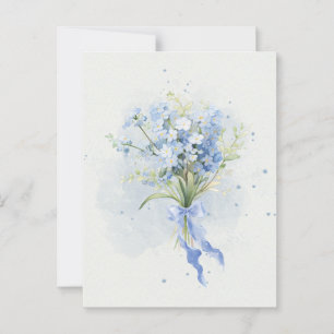 Blauw bloemenboeket waterverf kunst briefkaart