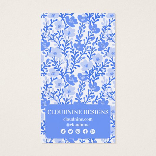 Blauw Bloemenboog Chique Oorbel Sieraden Display K Visitekaartje (Achterkant)