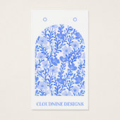 Blauw Bloemenboog Oorbel Sieraden Display Kaart (Voorkant)