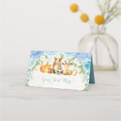 Blauw Bloemenbos Waterverf Bosdieren Plaatskaartje (Voorkant)