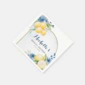 Blauw bloemencitroen Main Squeeze Vrijgezellenfees Servet (Hoek)