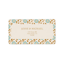 Blauw Bloemend Boho Etiket