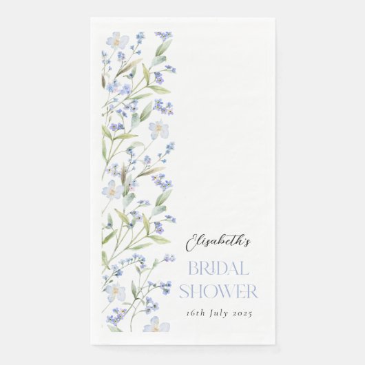 Blauw Bloemend Bruidsfeest Servet (Voorkant)