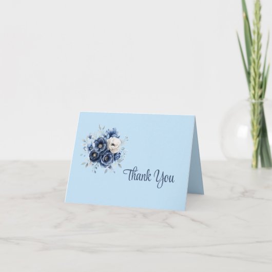 Blauw Bloemend Dank Je Notitiekaartje (Voorkant)