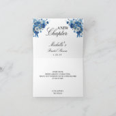 Blauw Bloemend Een Nieuwe Hoofdstuk Bruiloft Feest Bedankkaart (Binnen)