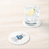 Blauw Bloemend Een Nieuwe Hoofdstuk Bruiloft Feest Kartonnen Onderzetters (Insitu)