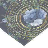 Blauw Bloemend Modern Vintage Korte Tafelloper (Hoek)