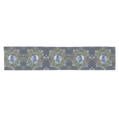 Blauw Bloemend Modern Vintage Korte Tafelloper (Horizontaal)