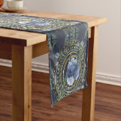 Blauw Bloemend Modern Vintage Korte Tafelloper (Voorbeeld)