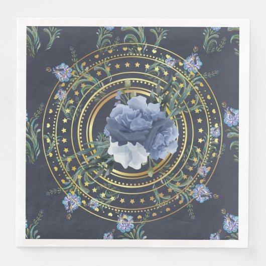 Blauw Bloemend Modern Vintage Servet (Voorkant)