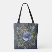 Blauw Bloemend Modern Vintage Tote Bag (Achterkant)