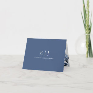 Blauw Bloemend Monogram Koppel Initialen Gepersona Notitiekaartje