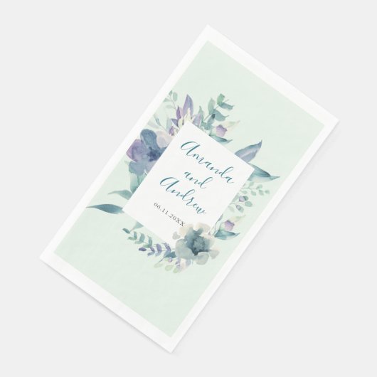 Blauw Bloemend Waterverf Bijzondere Gelegenheid Servet (Hoek)