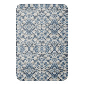 Blauw Bloemendamaskpatroon Dekbed Badmat (Voorkant Verticaal)