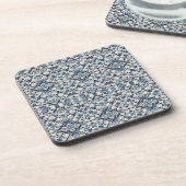 Blauw Bloemendamaskpatroon Dekbed Bier Onderzetter (Linkerzijde)