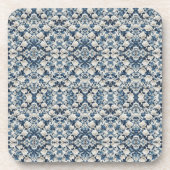 Blauw Bloemendamaskpatroon Dekbed Bier Onderzetter (Voorkant)