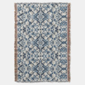 Blauw Bloemendamaskpatroon Dekbed Deken (Voorkant Verticaal)