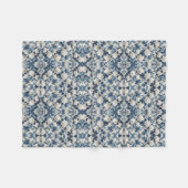 Blauw Bloemendamaskpatroon Dekbed Fleece Deken (Voorkant (Horizontaal))