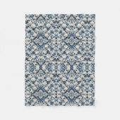 Blauw Bloemendamaskpatroon Dekbed Fleece Deken (Voorkant)