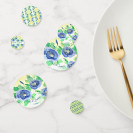 Blauw Bloemende Tafel Confetti