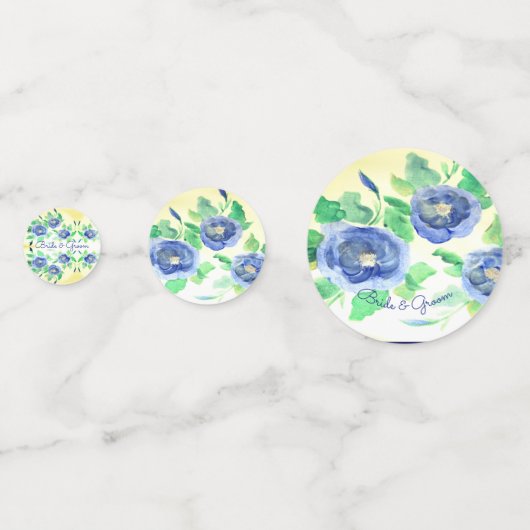 Blauw Bloemende Tafel Confetti (Achterkanten)