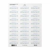 Blauw bloemendesign bruidsbruiloft retouradres etiket (Full Sheet)