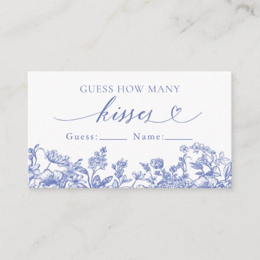 Blauw bloemendesign Raad hoeveel kussen spel Visitekaartje (Voorkant)