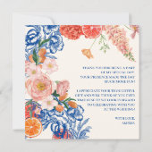 Blauw bloemendesign That's Amore Bruiloftsborrel d Bedankkaart (Achterkant)