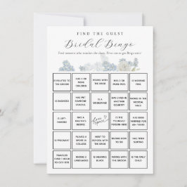 Blauw bloemendesign Vind de gast bruidsbingokaart Kaart