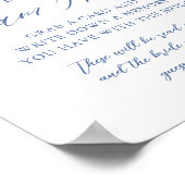 Blauw bloemendess Wie ben ik Bruidsfeest Spel Bord Poster (Hoek)