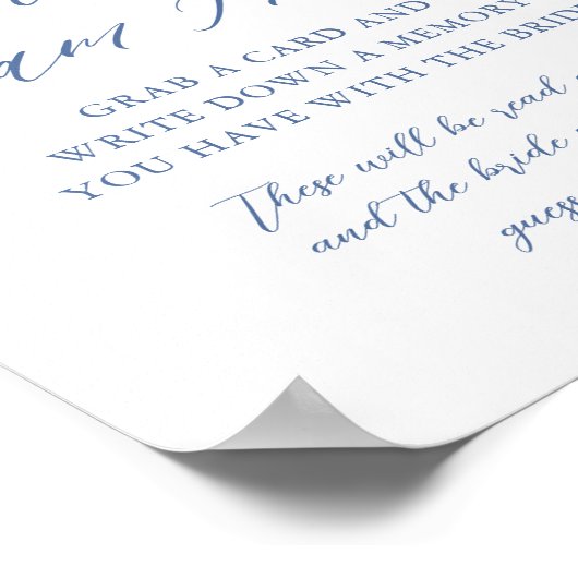 Blauw bloemendessin Wie ben ik Bruidsfeest Spel Bo Poster (Hoek)