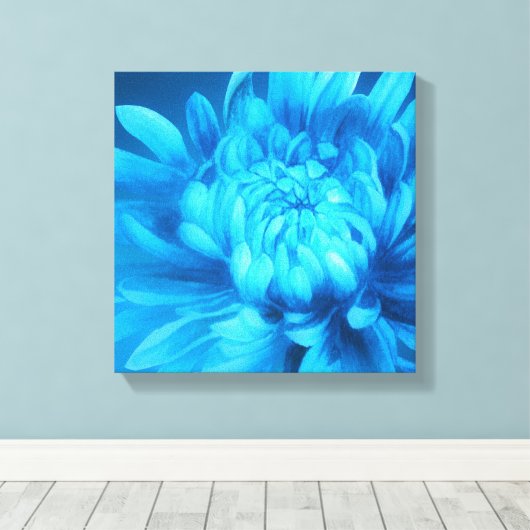 Blauw bloemendoek originele fine-art print (Insitu (Houten vloer))