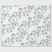 Blauw bloemendrank Wikkelpapier Cadeaupapier (Vlak)