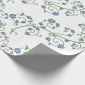 Blauw bloemendrank Wikkelpapier Cadeaupapier (Hoek)