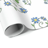 Blauw bloemendrank Wikkelpapier Cadeaupapier (Rol Hoek)