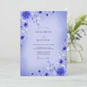 Blauw Bloemendroom Bruiloft Kaart (Staand voorkant)