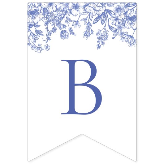 Blauw bloemengarland voor bruidsdouche vlaggetjes (Tweede vlag)