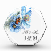 Blauw bloemengeschenk voor pasgetrouwden Bruid Bru Fotoblokken (Voorkant)
