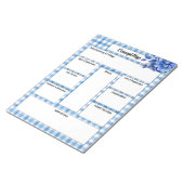 Blauw Bloemengingham _ Concept Map Notitieblok (Schuin)