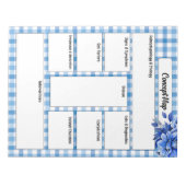 Blauw Bloemengingham _ Concept Map Notitieblok (Voorkant)