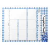Blauw Bloemengingham_ Concept Zorgplanning Notitieblok (Voorkant)