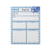 Blauw Bloemengingham _Geneesmiddelkaart Notitieblok (Linkerzijde)