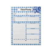 Blauw Bloemengingham _ Klinische Planning Notitieblok (Linkerzijde)