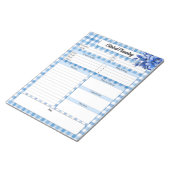 Blauw Bloemengingham _ Klinische Planning Notitieblok (Schuin)