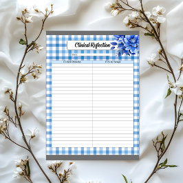 Blauw Bloemengingham_ Klinische Reflectie Notitieblok