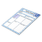 Blauw Bloemengingham _ Medicatiesjabloon Notitieblok (Schuin)