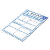 Blauw Bloemengingham_ Verpleegplan Notitieblok (Schuin)