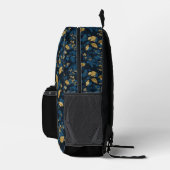 Blauw bloemengoud bladeren bagpack bedrukte rugzak (Rechts)