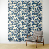 Blauw Bloemengoud Glitter Japans Ukiyo-e Wandkleed (In situ)