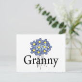 blauw bloemengranny T-shirt Briefkaart (Staand voorkant)